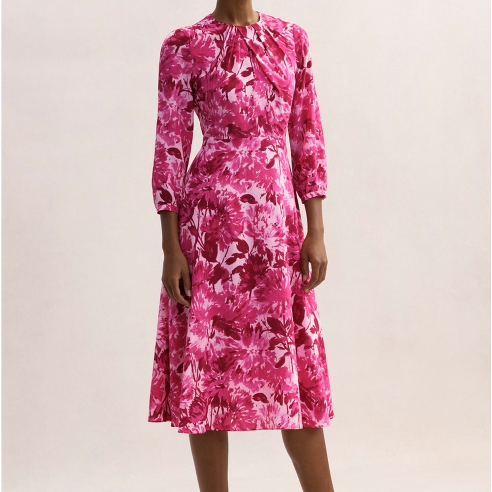 New Lora Dress Fuchsia Pink And Blush Silk